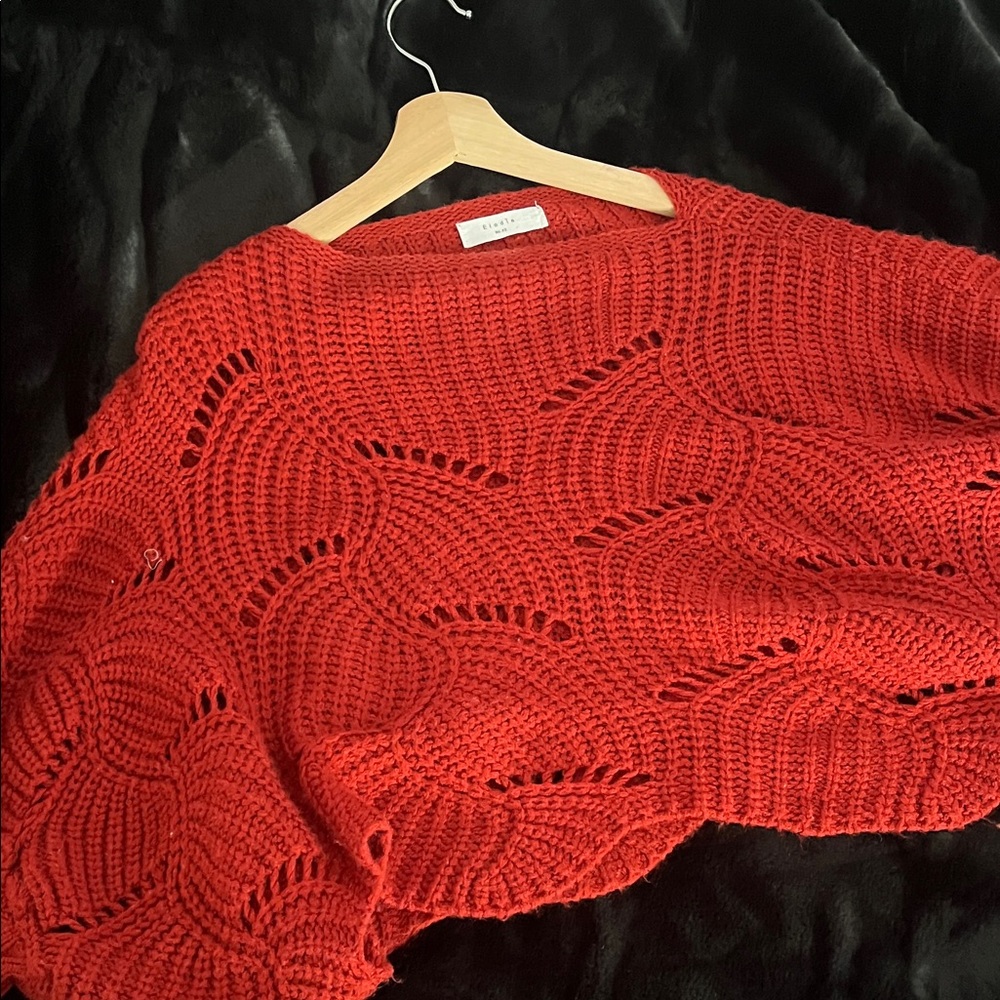 Unique red crop sweater